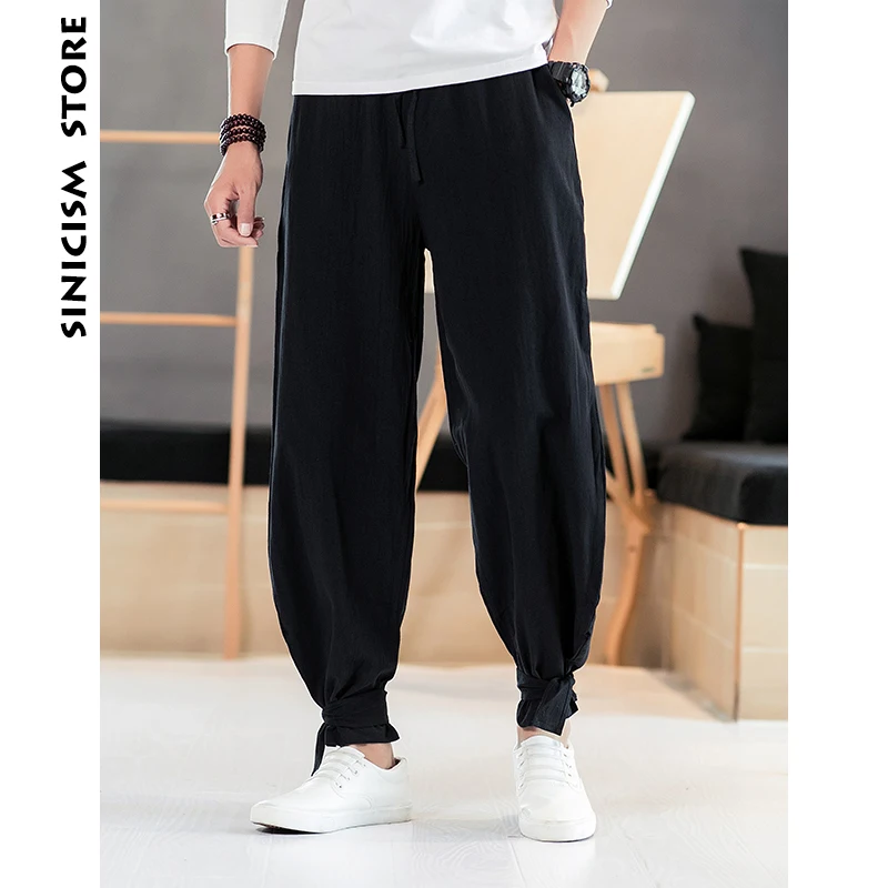 Sinicism магазин мужские шаровары 2019 однотонные черные брюки модные повседневные