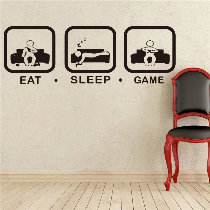 Eat Sleep игры Наклейка на стену игровой джойстик наклейка для детской комнаты