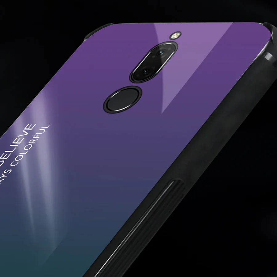 HOTSWEI чехол для Huawei Mate 10 Lite градиент цвета зеркало из закаленного стекла мягкий