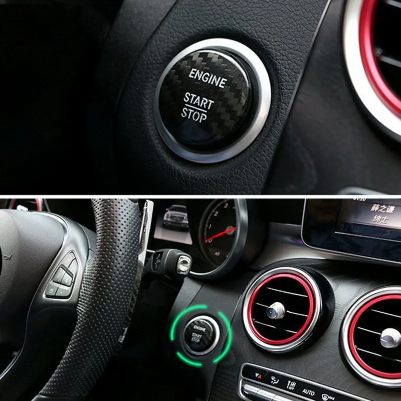 Для Mercedes-Benz A, B, C, GLC GLA CLA ML GL Class W176 W246 W205 X253 X156 C117 кнопка запуска двигателя накладка из углеродного волокна с стайлинга автомобилей