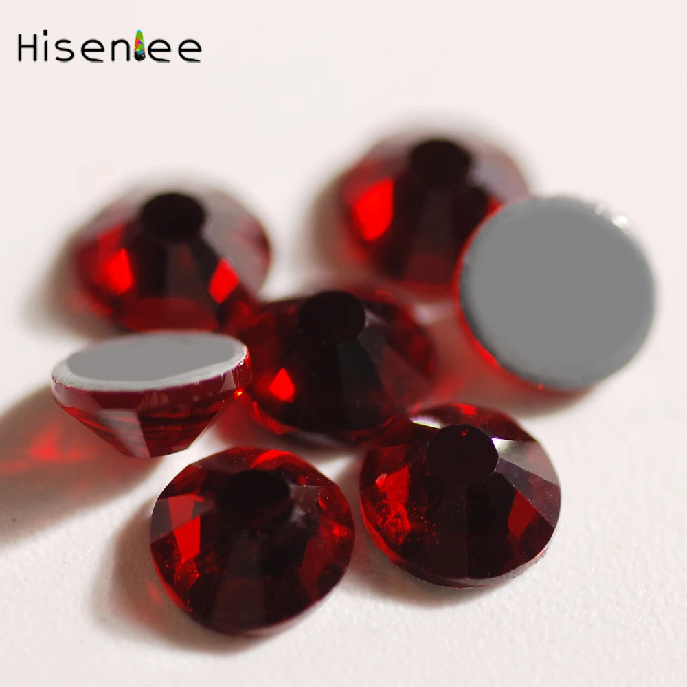 AAAA Hisenlee SS3-SS30 10 размеров темно-красные плоские стразы с горячей фиксацией