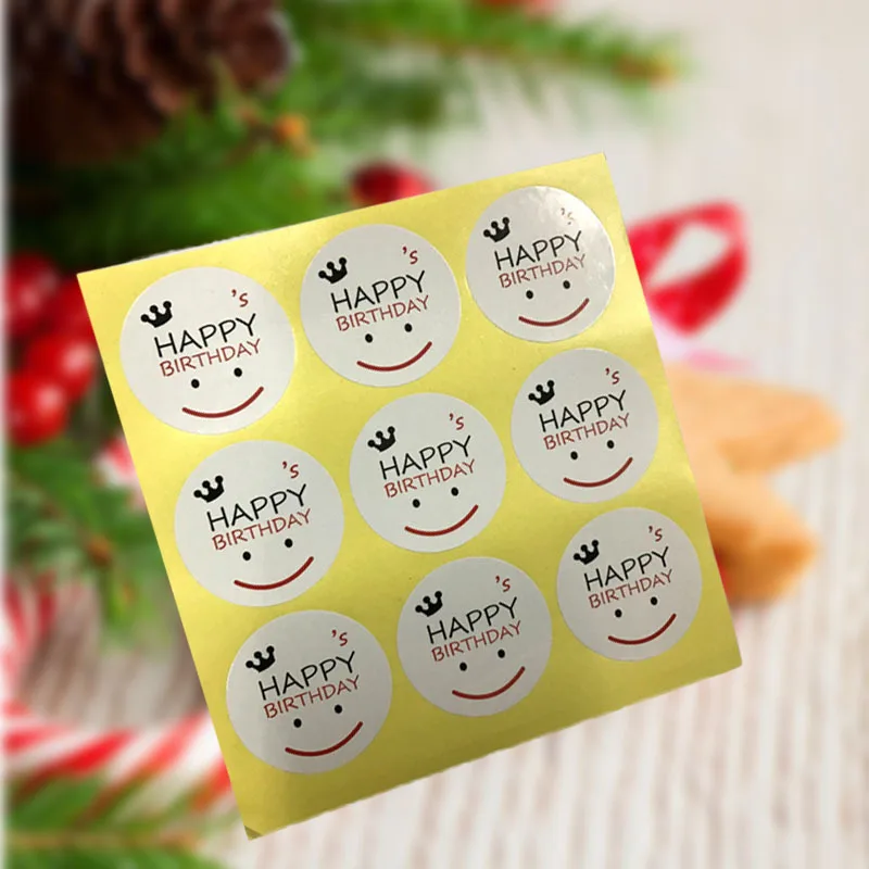 450 улыбающееся лицо &quotс днем рождения&quot пломба-наклейка для подарка наклейки