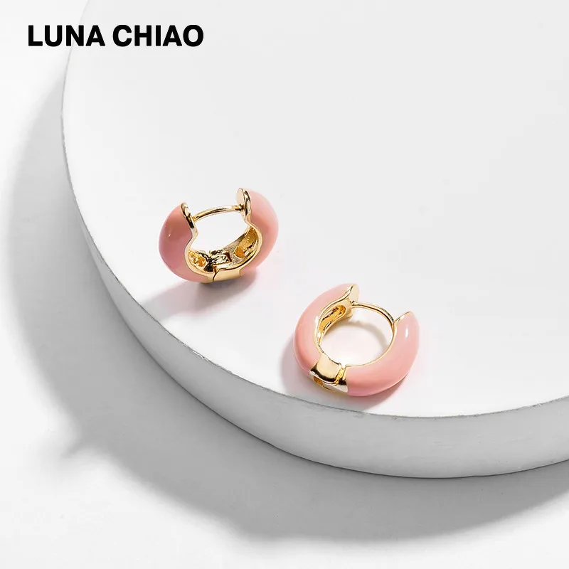 Женские мини серьги кольца LUNA CHIAO популярные эмалированные медные нового дизайна