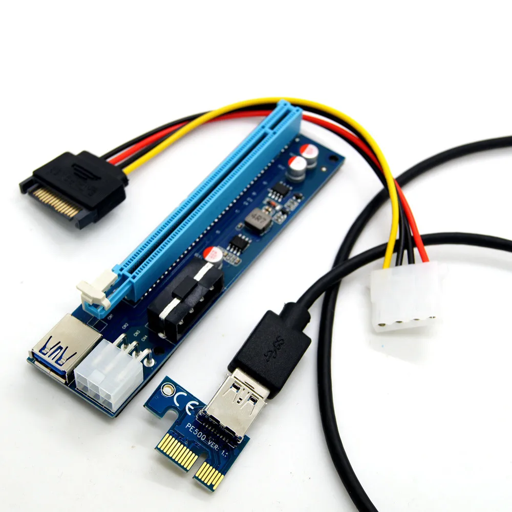 USB3.0 PCI E Express 1x к 16x расширитель переходника карты адаптер SATA 6Pin кабель 6 14| |