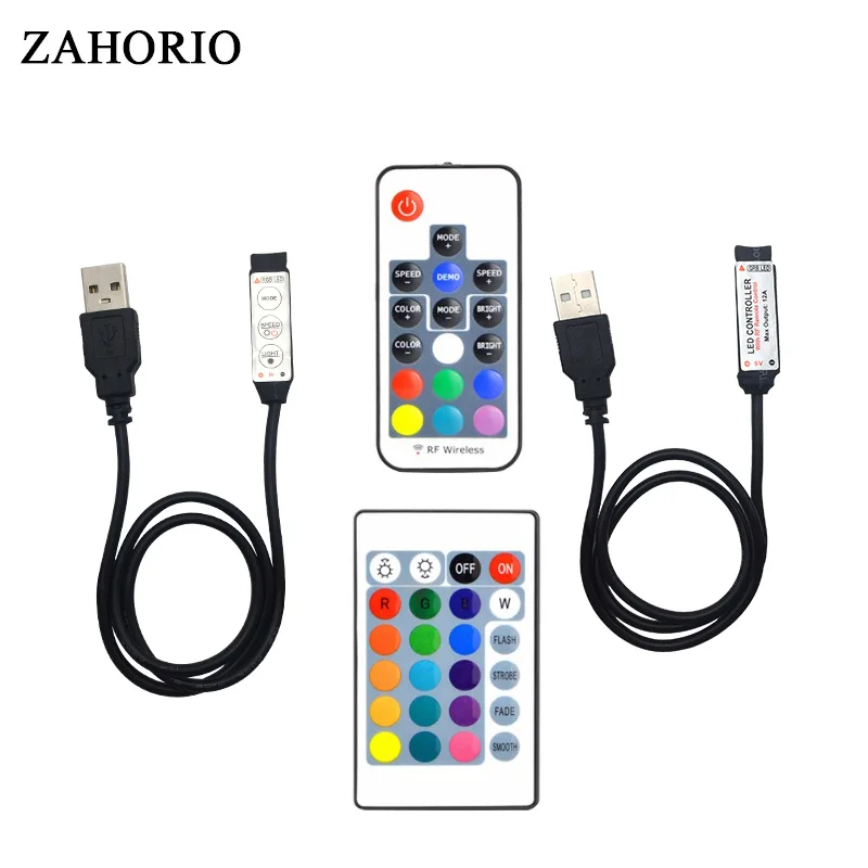 5 V 24 USB RGB светодиодный пульт дистанционного управления RF ИК 3Key 17Key 24Key диммер 4 Pin
