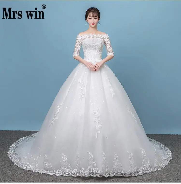 Свадебное платье с вырезом лодочкой Mrs Win винтажное принцессы открытыми плечами
