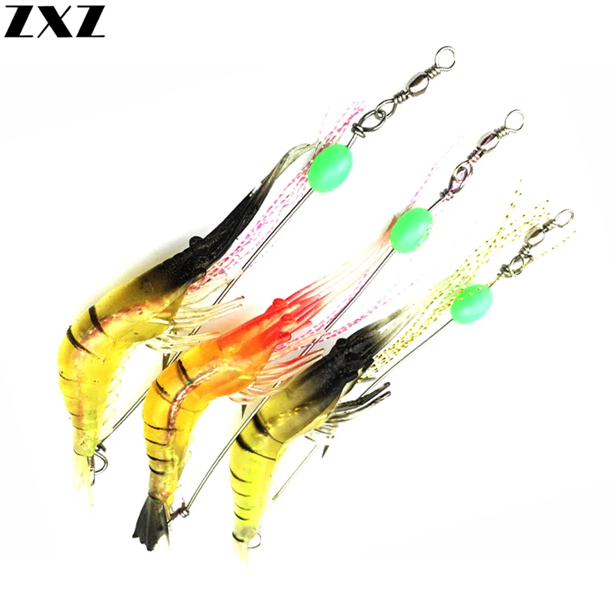 5 шт./лот Мягкая приманка для креветок розовая искусственная светящийся крючок и