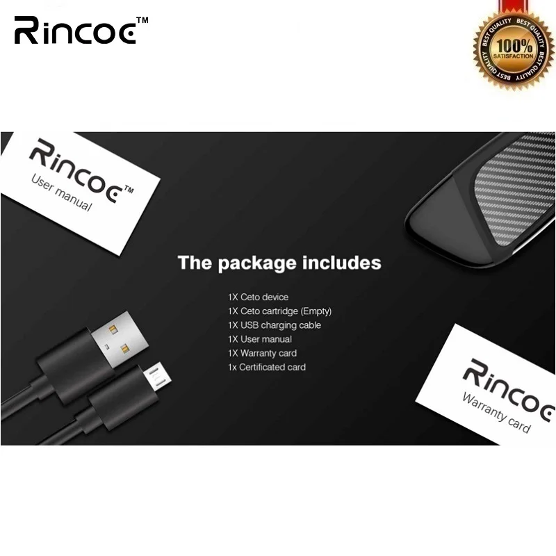 Оригинальный стартовый набор Rincoe Ceto Vape Pod All-in-one 2 мл картридж 370 мАч портативная
