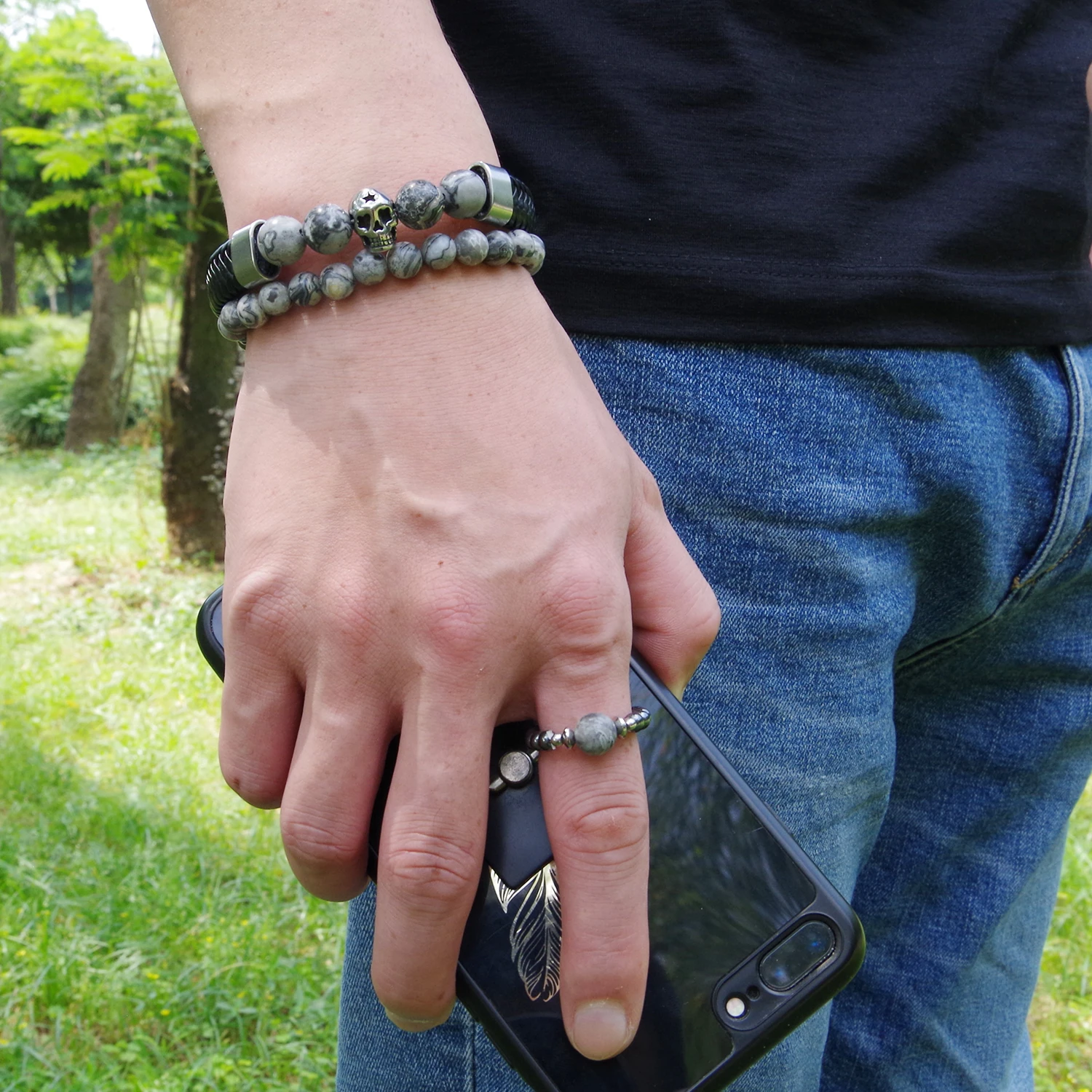 Мужские Браслеты 2019 с натуральным кристаллом кварца застежка браслета ювелирные