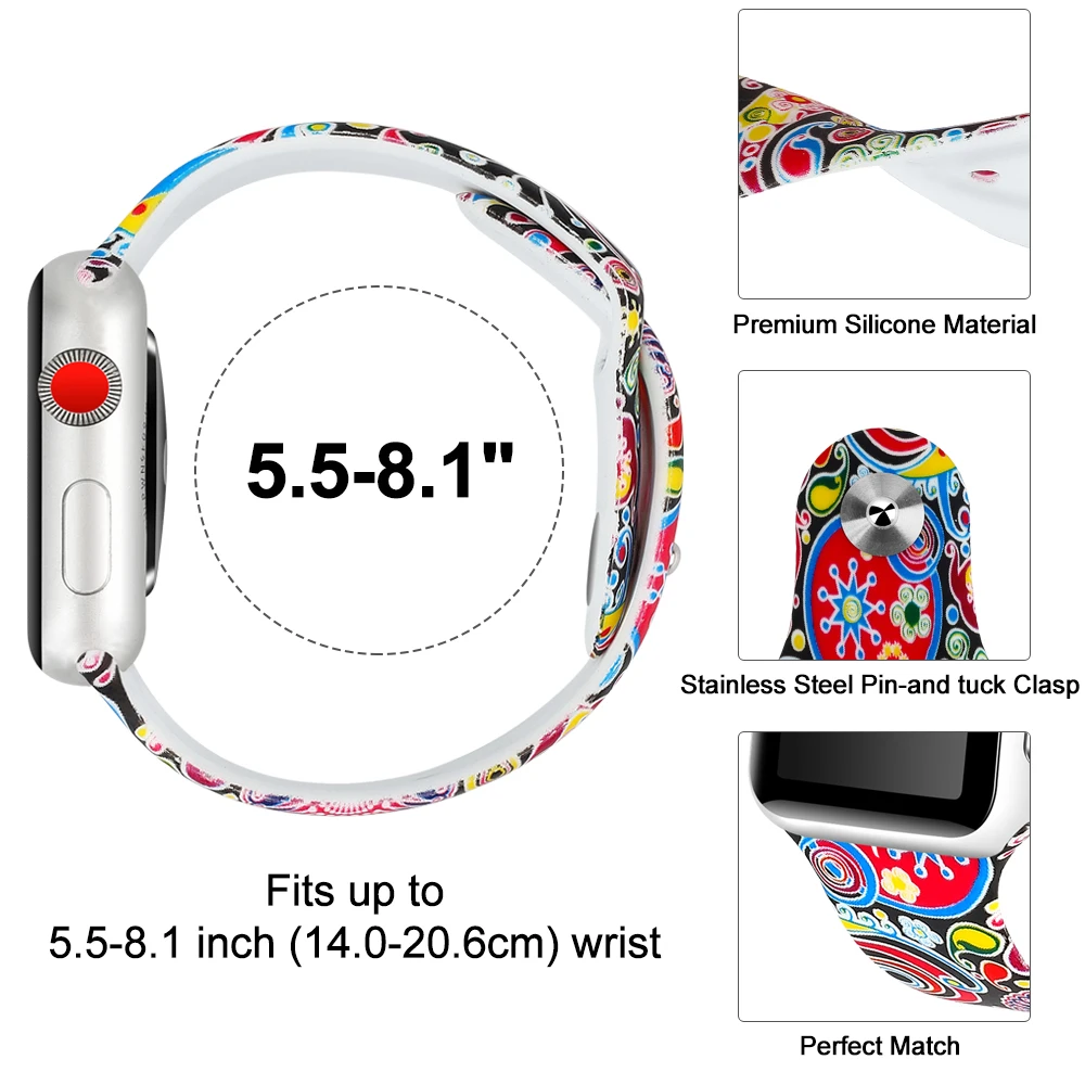 Ремешок для apple watch ремешок 4 3 38 42 44 40 мм спортивный силиконовый браслет ремень