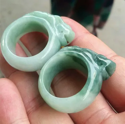 Горячая Распродажа натуральное зеленое кольцо с Жадеитом ручная резка Jadeite BanZhi