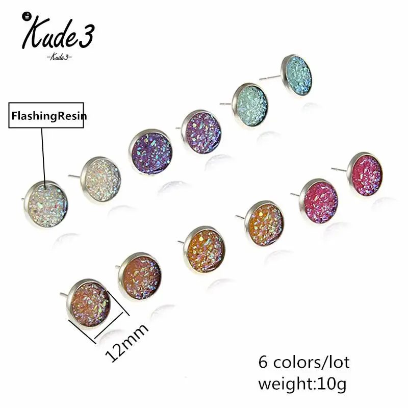 Блестящие серьги партиями по 6 комплектов пар/компл. смешанные Цвет милые круглые
