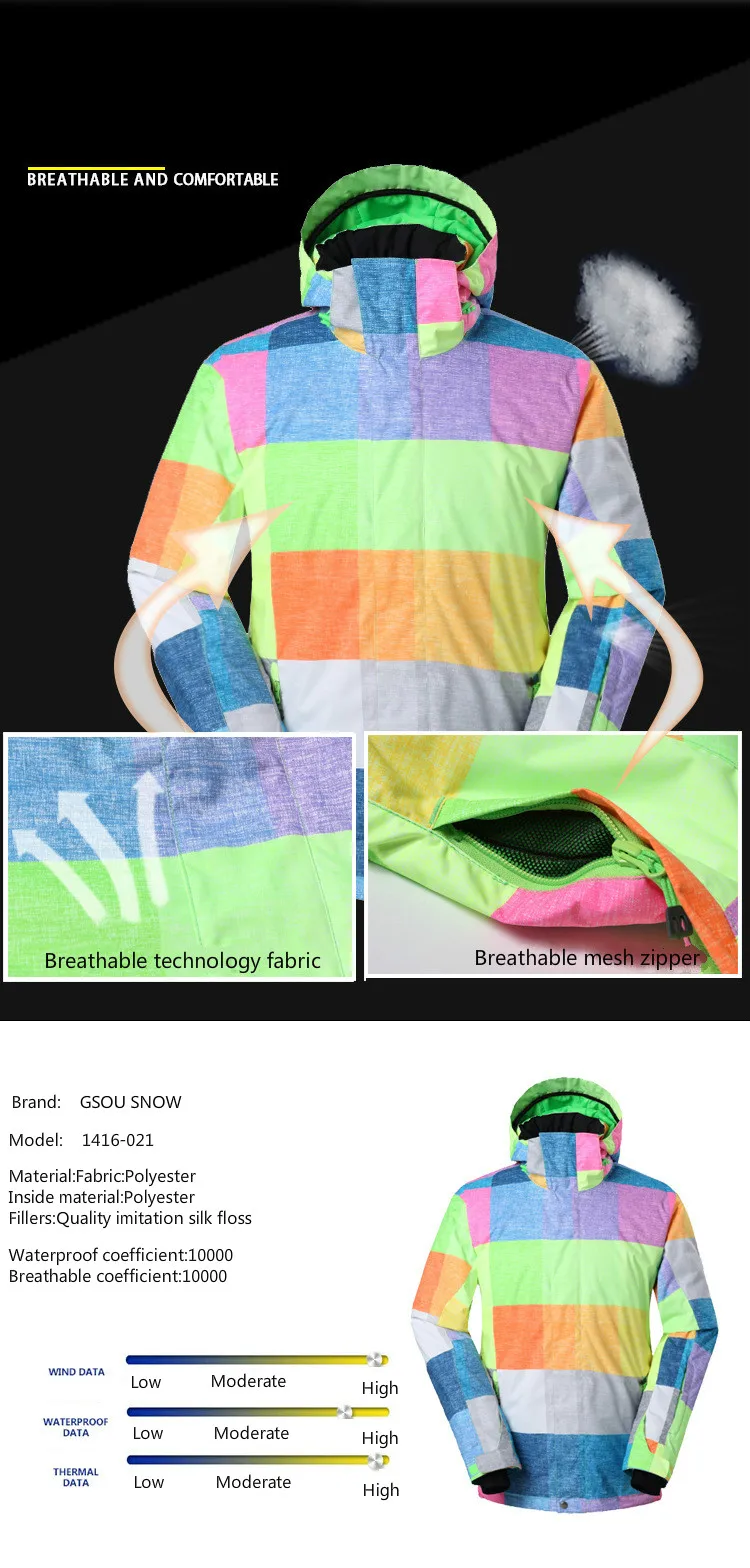 

GSOU SNOW New Winter Men's Skiing Suit Waterproof Breathable Windproof Ski Jacket Warm Single Board Double Board Skiing Clothes