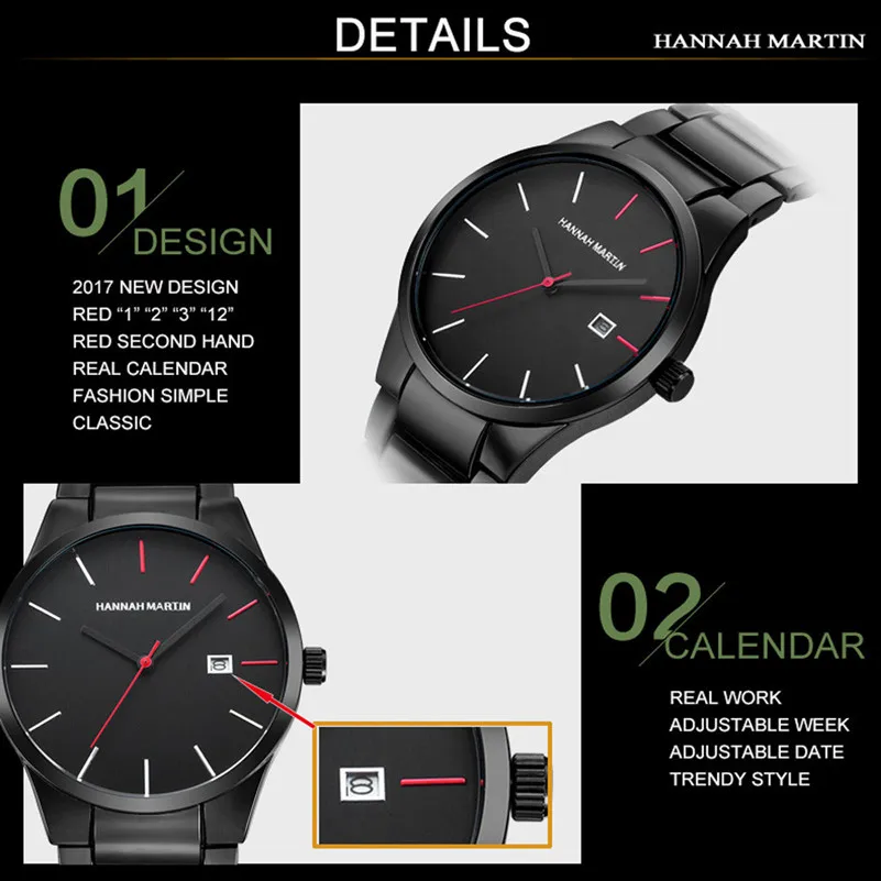 Часы мужские кварцевые из нержавеющей стали люксовые брендовые классические