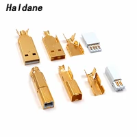 free shipping haldane one pair high quality gold plated usb 2 0 type a to usb 2 0 type b male plug connector for diy usb cable