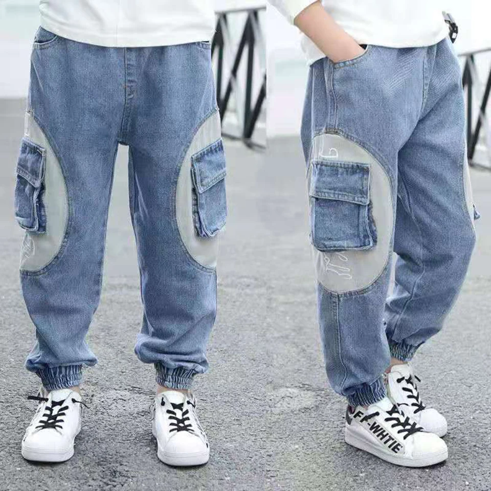 Детские джинсы высокого качества для активного отдыха новые весенние джинсовые