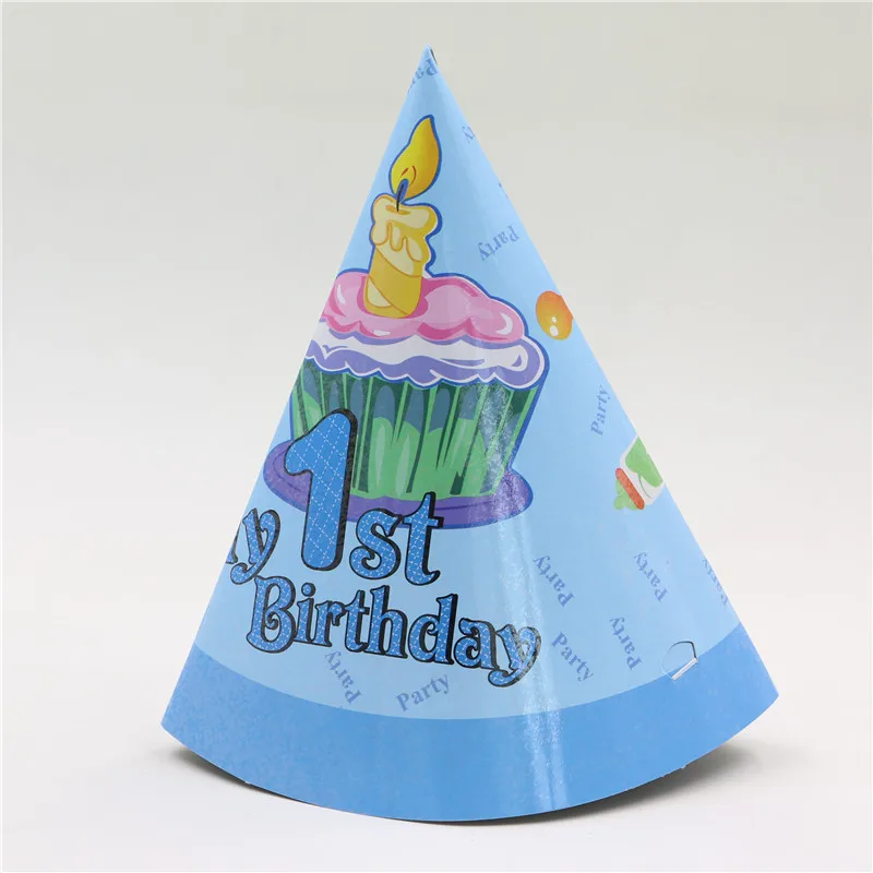 12 шт./лот синие вечерние Товары для детей с надписью my 1st birthday кепки мальчиков