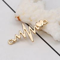 doreenbeads zinc based alloy connectors gold color silver color heart heartbeat electrocardiogram jewelry accessories 10 pcs