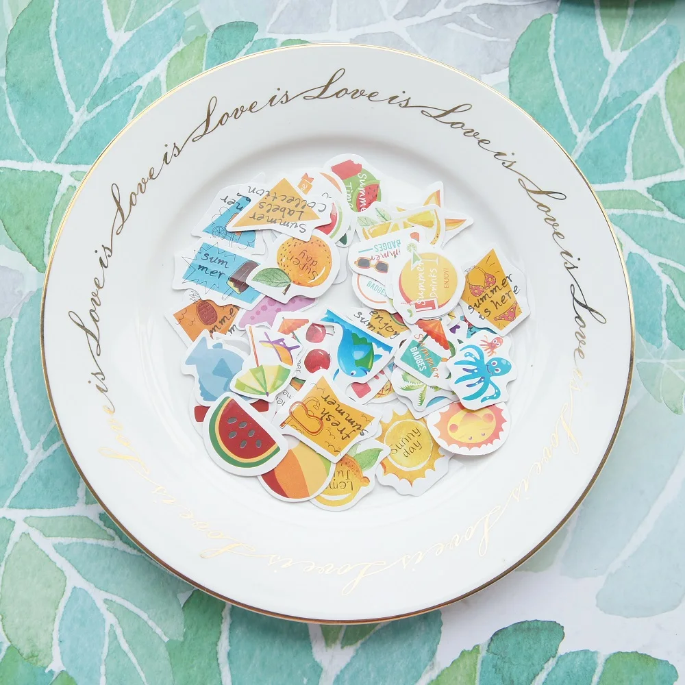 44 шт праздничный пляжный Дизайн Наклейка в подарок бирка на день рождения