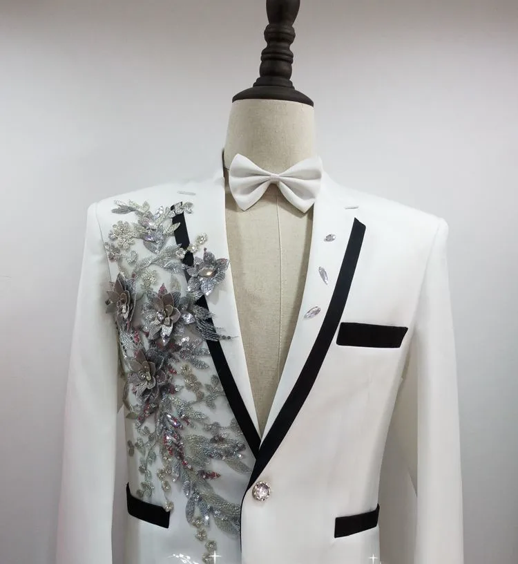 (Пиджак + галстук пояс штаны) костюмы мужской комплект из 2 предметов с блестками