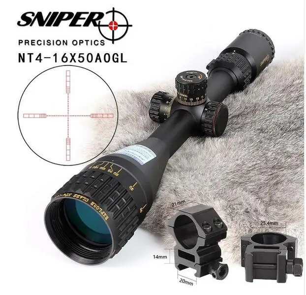 with-Picatinny-Ring2 5 шт. SNIPER NT 4-16X50 AOGL охотничьи оптические прицелы тактический оптический прицел полный размер стекло травленая сетка RGB с подсветкой прицел - Цвет: with-Picatinny-Ring2