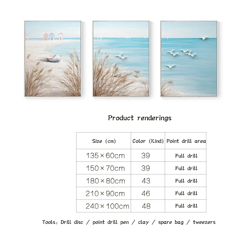 Алмазная 5D картина сделай сам полное сверление Приморский Пейзаж тройная