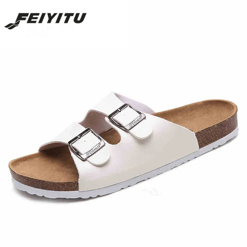 FeiYiTu/повседневные сандалии для влюбленных Пробковые шлепанцы Летние женские