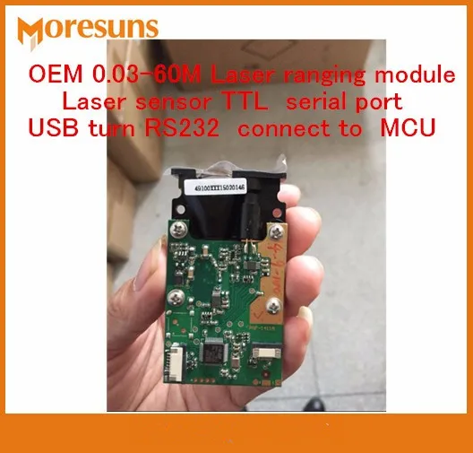 

Fast Free Ship 2PCS 0.03-60M Laser ranging module Laser sensor TTL serial port phase method USB turn RS232 connect to MCU