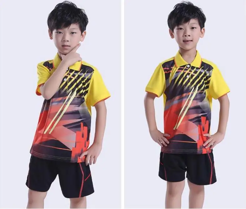 Рубашка для бадминтона мальчиков и девочек Джерси + шорты Быстросохнущий Детский
