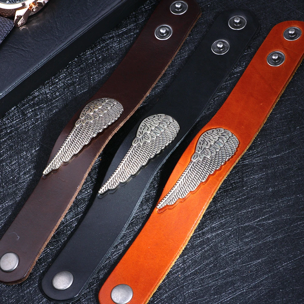 Горячая Распродажа, модный кожаный браслет с крыльями для мужчин, мужские широкие браслеты с подвесками и браслеты, женские вечерние ювелирные изделия в стиле панк