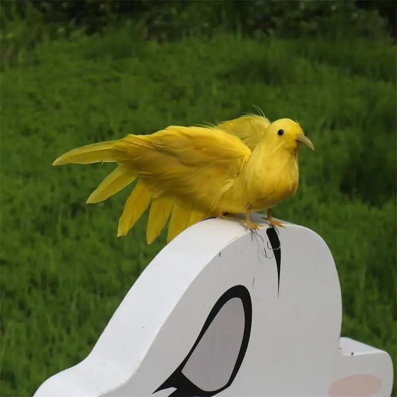 Yellow feathers flying birds simulation home decoration props wedding party | Дом и сад