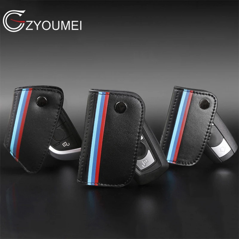 Чехол для автомобильного ключа из натуральной кожи с 3 кнопками BMW X1 X3 X5 X6 E46 E90 F10 F30