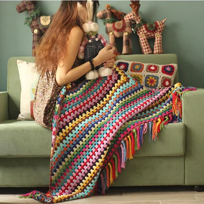 Forija имитация кашемира ручной работы Вязание крючком Треугольники шаль мягкий