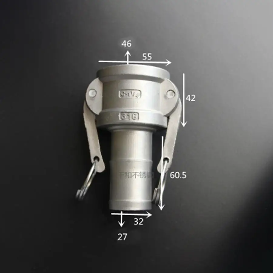 1 1/4 &quotHosetail Barb x Socket Type C Camlock БЫСТРОРАЗЪЕМНАЯ муфта 316 Stianless кулачковая канавка для