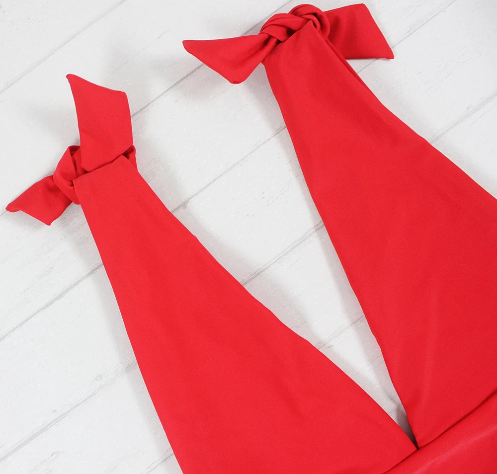 Floylyn Новый окунуться Одна деталь купальник красного цвета росту монокини