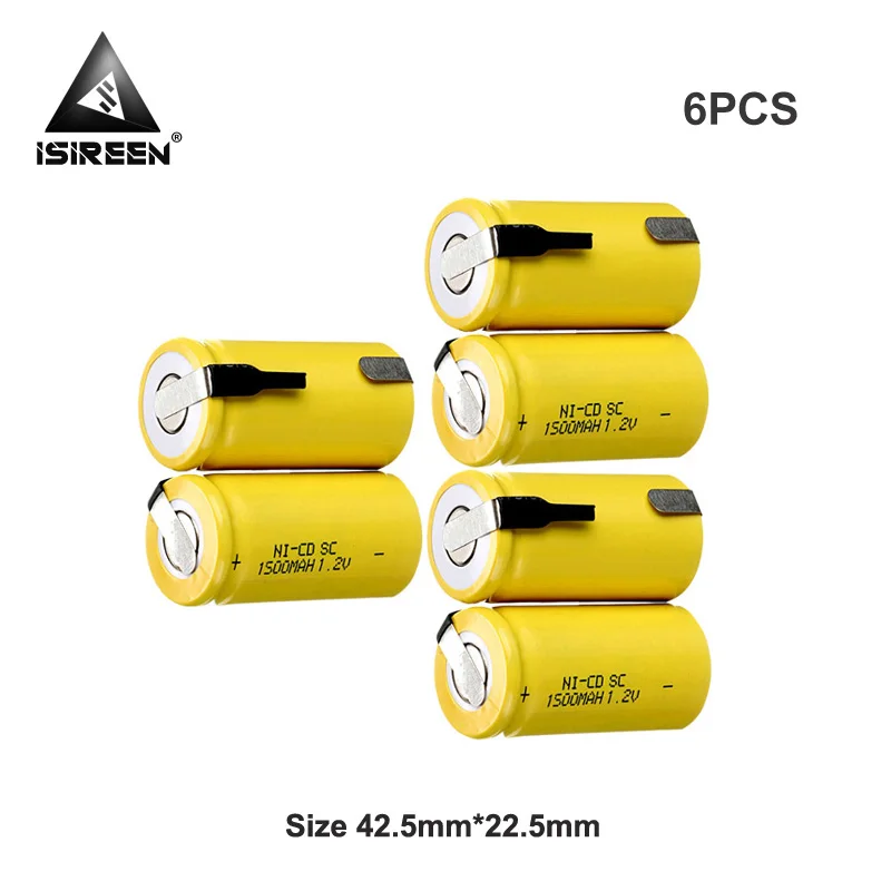 Аккумуляторные батареи SC Ni CD 1 2 V 1500mAh DIY Электроинструмент аккумуляторные блоки