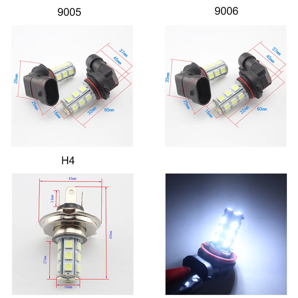 YM E Bright 2 шт. 9005 9006 H4 H7 H11 5050 18 SMD Светодиодные Автомобильные фары Противотуманные