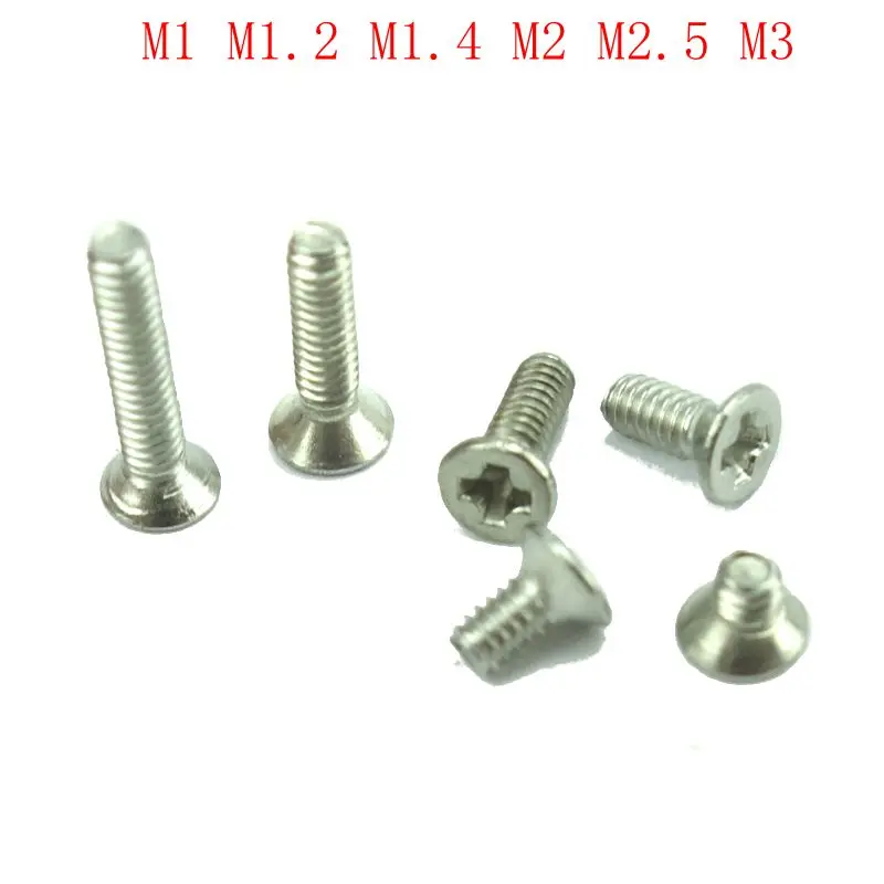 50 шт. M1 M1.2 M1.4 M2 M 2 5 M3 DIN965 нержавеющая сталь потайная плоская головка philips микро