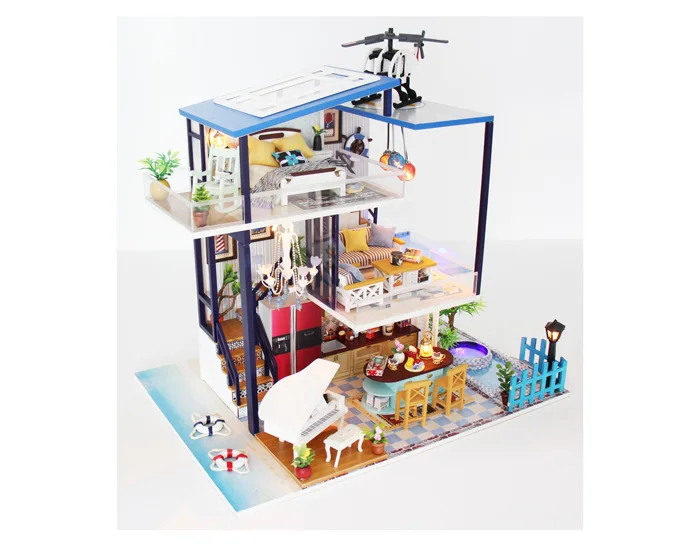 Большой кукольный домик сделай сам Миниатюрная игрушка пазл деревянная мебель