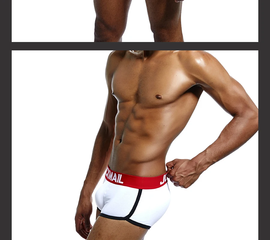 JOCKMAIL проложенный усиление выпуклости Мужское нижнее белье Боксеры Трусы Волшебные ягодицы с геем пенис передние ягодицы съемные пуш-ап чашки