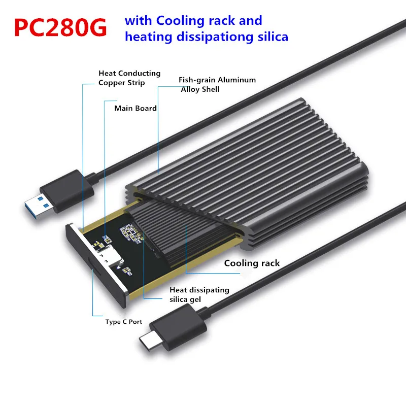 Портативный SSD алюминиевый корпус Поддержка PCIe NVME/NGFF чехол M.2 M ключ/B & ключ Тип C 3 1
