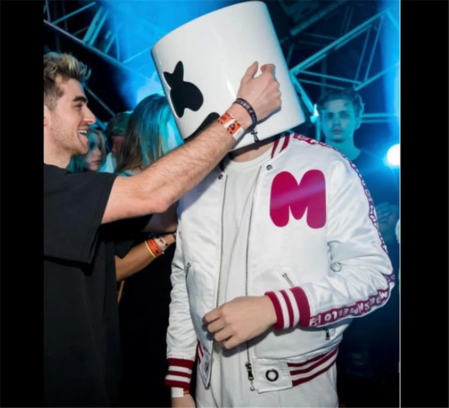 Смешные DJ Marshmello вечерние косплей белая латексная маска реквизит унисекс шлем на
