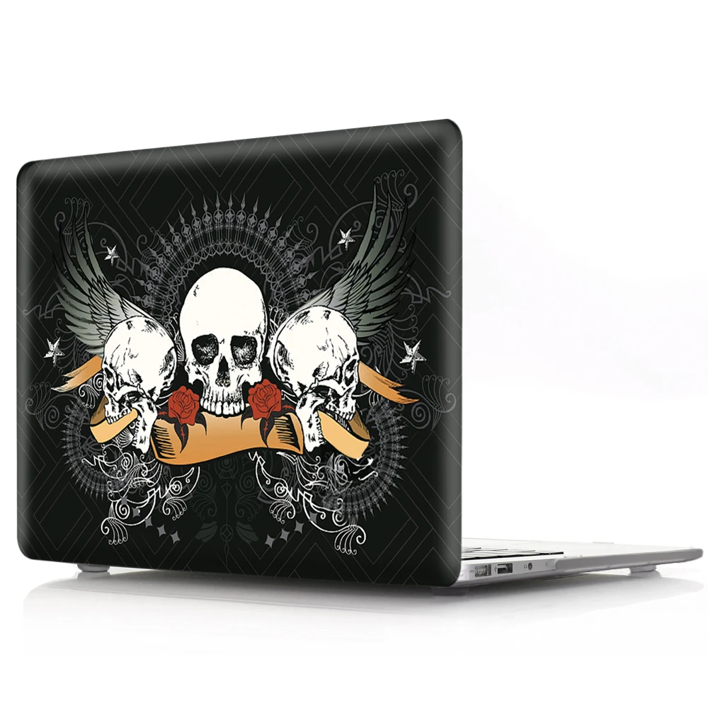 Черный чехол с черепом для Macbook Air 13 Pro 2018 из ПВХ рисунком Retina 11 12 15 ноутбука