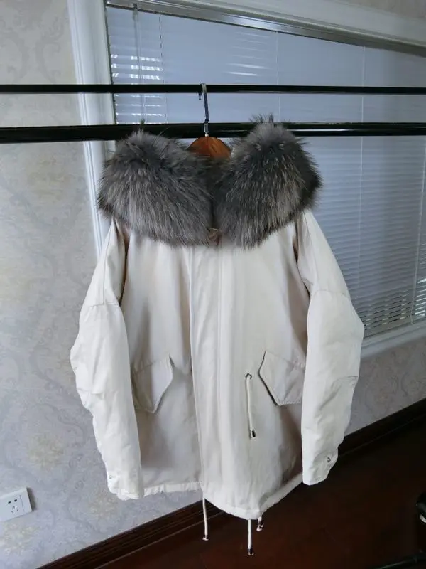 OFTBUY бренд, зимняя куртка, Женская парка, верхняя одежда, парки, натуральный мех енота, пальто, белый утиный пух, теплая плотная куртка - Цвет: 12