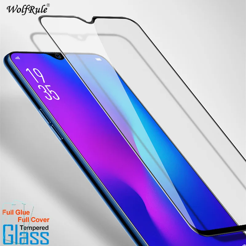 2 piezas de vidrio OPPO A7 A5S Protector de pantalla pegamento completo vidrio templado para OPPO A7 A5S vidrio cobertura completa pel&iacute;cula protectora de tel&eacute;fono-0