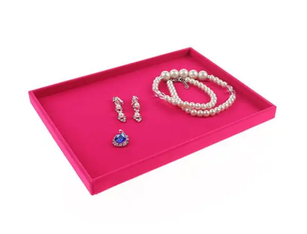 Flat tray rose red 24,5*19*1,5 см маленькие ювелирные изделия ожерелье лоток ювелирные изделия Органайзер Серьги Кольца Браслеты плоская пустая пластина Ювелирный стенд - Цвет: Flat tray rose red