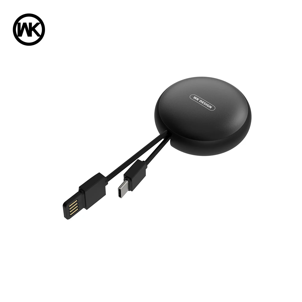 Black WK гоночный автомобиль с дистанционным управлением провод Micro USB 2in1 Выдвижной кабель USB для iPhone X 7 8 Plus Micro USB для samsung S9 iPhone Зарядное устройство - Цвет: Black