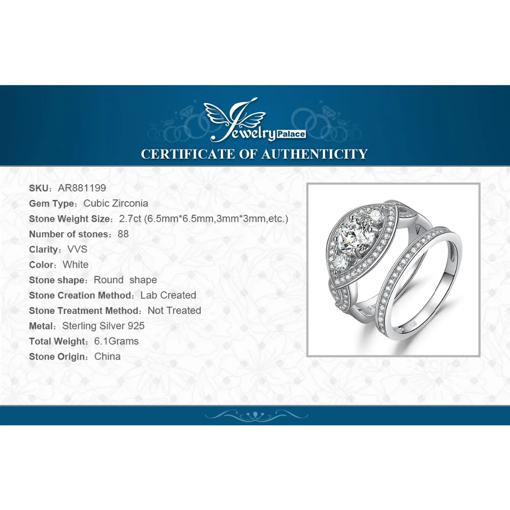 JewelryPalace витой CZ проложить группа Маркиза 3 камня 2.7ct кубического циркония обещание обручальное Обручение кольцо свадебный 925 St