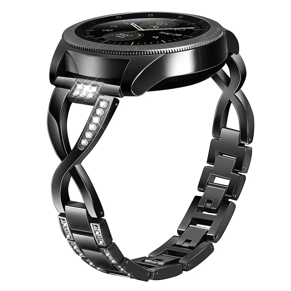 Бриллиантовый+ ремешок из нержавеющей стали для Garmin Vivoactive3/3 Music Vivomove/HR Forerunner 645 ювелирный ремешок Ремешок из розового золота