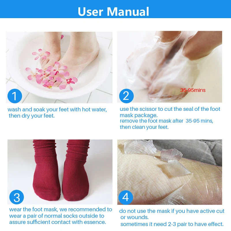 

6Packs Exfoliating Feet Mask Foot Peeling Socks For Pedicure Cuticle Remover Feet Care For Heels Foot Mask Skin Care EFERO